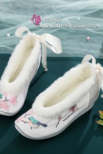 Giày Thêu Kim Oanh Liên Hoa - Đế Xuồng 7cm