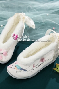 Giày Thêu Kim Oanh Liên Hoa - Đế Xuồng 7cm