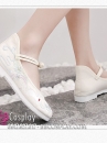 Giày Thêu Bạch Thố Màu Kem - Đế Bằng 2cm Size 39