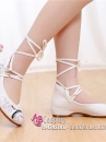 Giày Thêu Hạc Màu Trắng Dây Cột Cao - Đế 3.5Cm