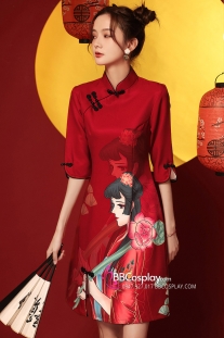 Sườn Xám Cô Gái Trung Hoa Tay Lửng 2023