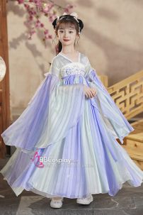 Đồ Hằng Nga Cho Bé Tay Xòe Thêu Hoa Váy Chuyển Màu - Thanh Thương Tiên Nữ