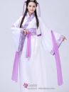 Trang Phục Hằng Nga - Màu Trắng Viền Tím Gấm