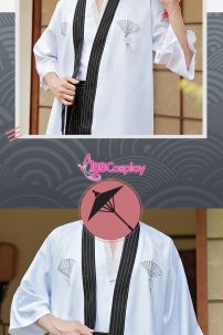 Samurai Kimono Nam Trắng Viền Đen