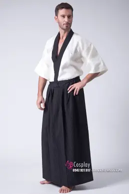 Kimono Samurai Kimono Nam Trắng