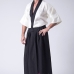 Samurai Kimono Nam Trắng Viền Đen