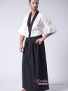 Samurai Kimono Nam Trắng Viền Đen