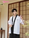 Samurai Kimono Nam Trắng Viền Đen