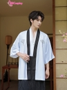 Samurai Kimono Nam Trắng Viền Đen