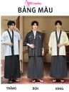 Samurai Kimono Nam Trắng Viền Đen