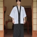Samurai Kimono Nam Trắng Viền Đen