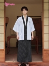 Samurai Kimono Nam Trắng Viền Đen