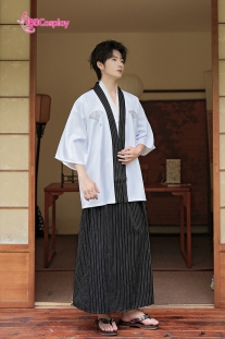 Samurai Kimono Nam - Mẫu Trắng Viền Đen