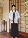 Samurai Kimono Nam Trắng Viền Đen
