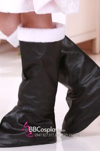 Ủng Giả Boot Ông Già Noel Viền Lông Trắng