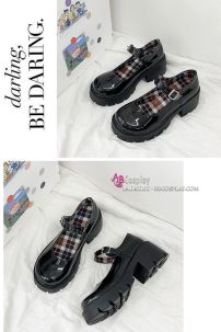 Giày Lolita Đen Bóng Đế Cao Size 38