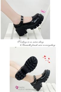Giày Lolita Đen Bóng Đế Cao Size 38