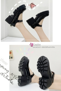Giày Lolita Đen Bóng Đế Cao Size 38
