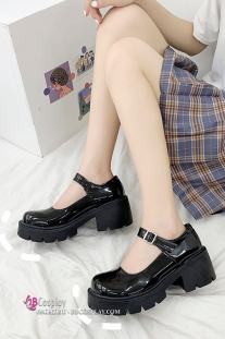 Giày Nữ Sinh Đen Bóng Đế Cao 6cm Siêu Tôn Dáng