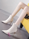 Giày Boot Nữ Vân Nổi Tone Trắng Gót Cao 9Cm