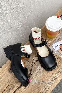 Giày Nữ Sinh Đen Mờ Size 37/38