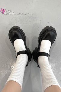 Giày Nữ Sinh Đế Cao Đen Mờ 6Cm