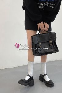 Giày Nữ Sinh Đế Cao Đen Mờ 6Cm