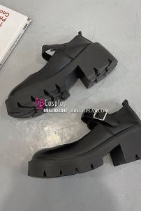 Giày Nữ Sinh Đế Cao Đen Mờ 6Cm