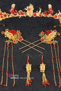 Bộ Trâm Cài Hỉ Phục Kèm Hoa Tai