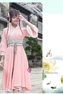 Váy Hán Phục Cách Tân Thắt Lưng Xám