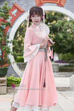 Váy Hán Phục Cách Tân Thắt Lưng Xám