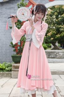 Váy Hán Phục Cách Tân Thắt Lưng Xám