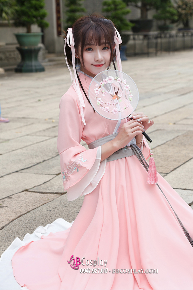 Váy Hán Phục Cách Tân Thắt Lưng Xám