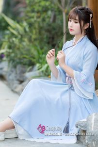 Váy Hán Phục Cách Tân Thắt Lưng Hồng