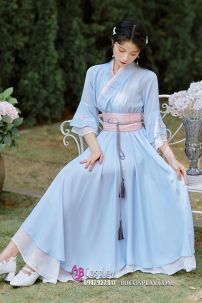 Váy Hán Phục Cách Tân Thắt Lưng Hồng