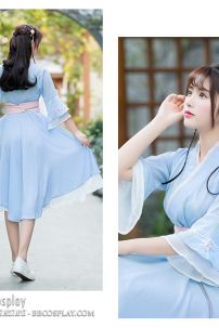 Váy Hán Phục Cách Tân Thắt Lưng Hồng