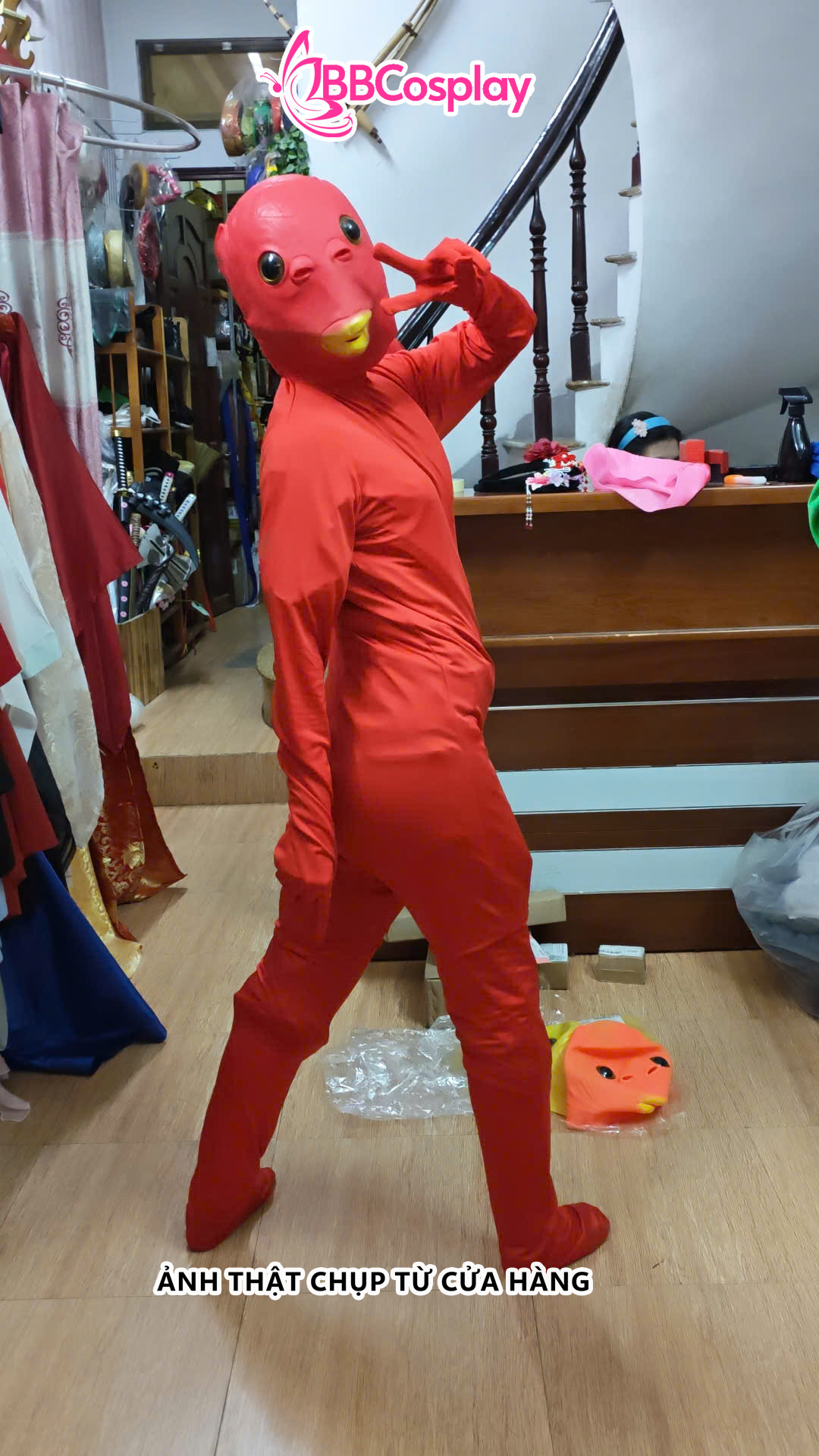 Trang Phục Tàng Hình Jumpsuit Đỏ - Đồ Liền Thân Đỏ