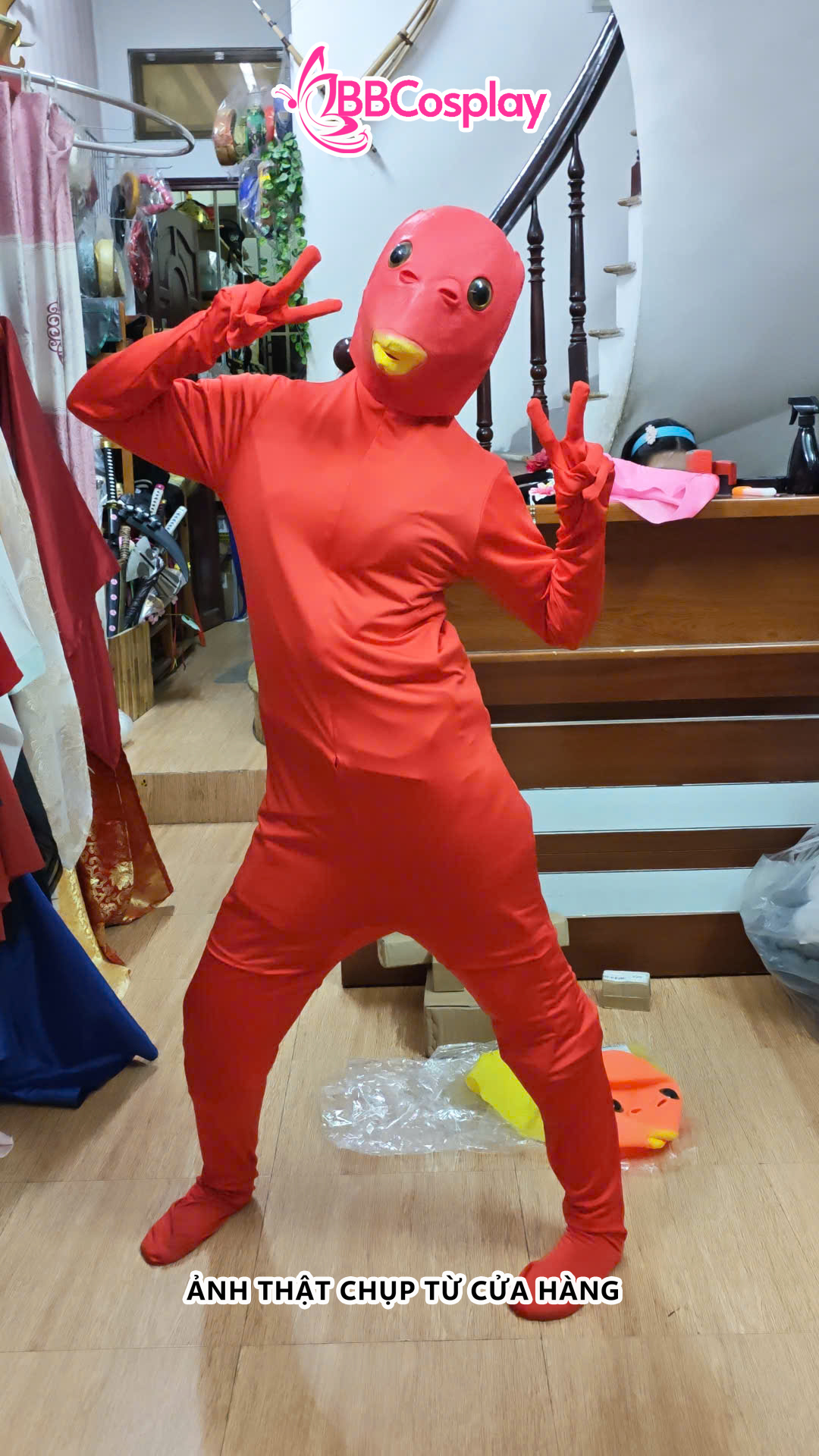 Trang Phục Tàng Hình Jumpsuit Đỏ - Đồ Liền Thân Đỏ