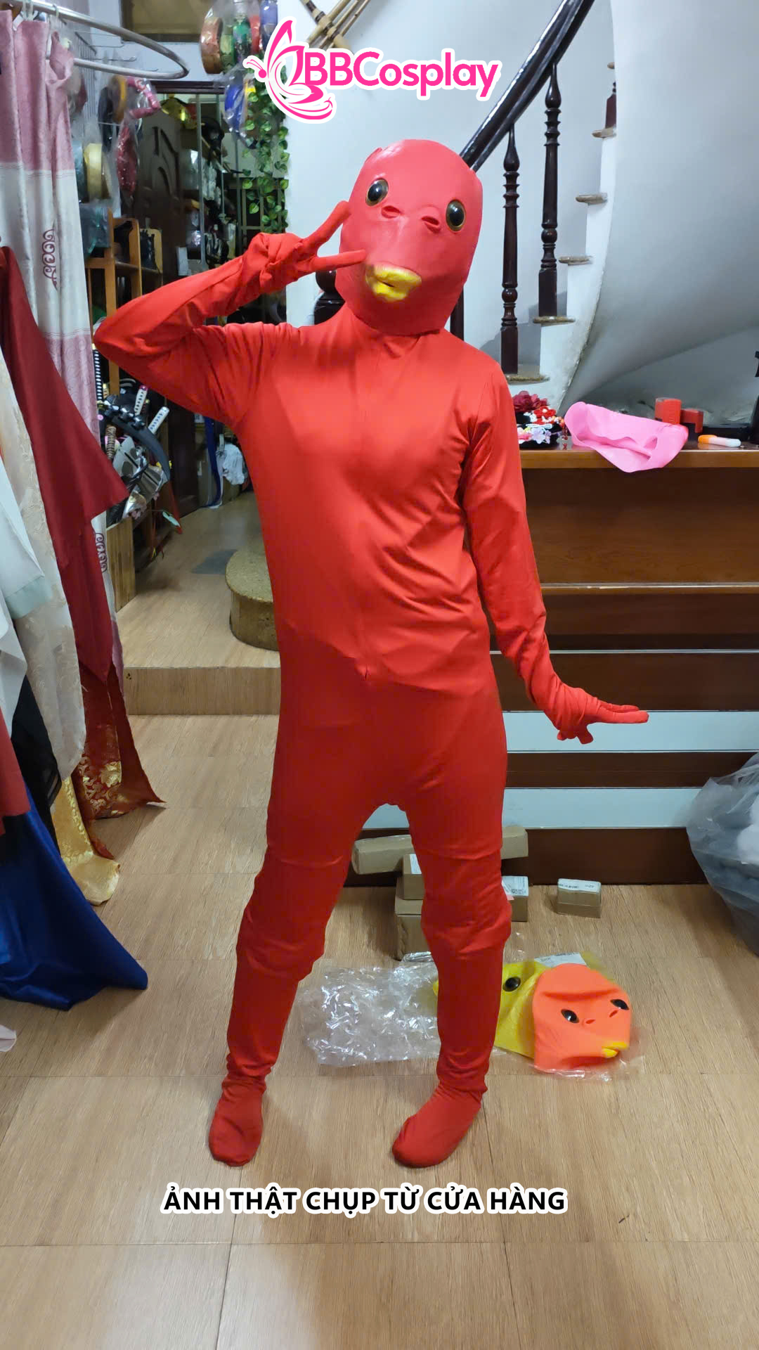 Trang Phục Tàng Hình Jumpsuit Đỏ - Đồ Liền Thân Đỏ