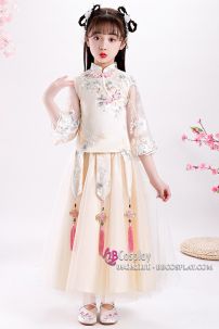 Hỉ Phục Cách Tân Bé Gái Màu Kem 140