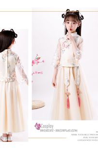 Hỉ Phục Cách Tân Bé Gái Màu Kem 140