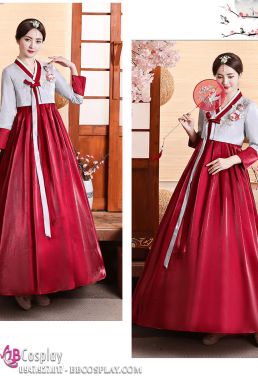 Hanbok Hàn Quốc Rũ Váy Đỏ Đô Mẫu Mới Vải Cao Cấp