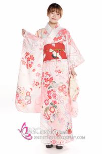Kimono Nhật Bản Hoa Anh Đào Pastel