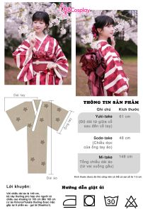 Yukata Kohaku Đỏ Sọc Trắng Vân Chìm Hoa Bách Hợp