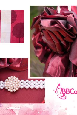 Yukata Kohaku Đỏ Sọc Trắng Vân Chìm Hoa Bách Hợp