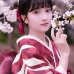 Yukata Kohaku Đỏ Sọc Trắng Vân Chìm Hoa Bách Hợp