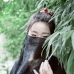Khăn Lụa Che Mặt Cổ Trang - Màu Đen