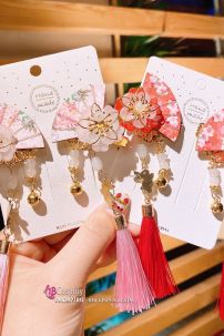 Kanzashi Cài Tóc Nhật Quạt Đỏ
