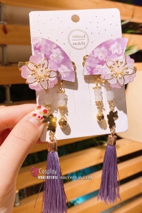 Kanzashi Cài Tóc Nhật Quạt Tím