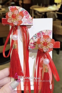 Cặp Kẹp Hoa Quạt Đỏ